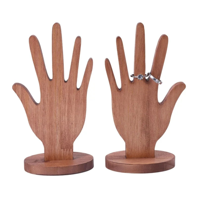 Hand Shape Rings Display Stand Wood Hand Jewelry Holder Jewelry Rings Display for Vendors