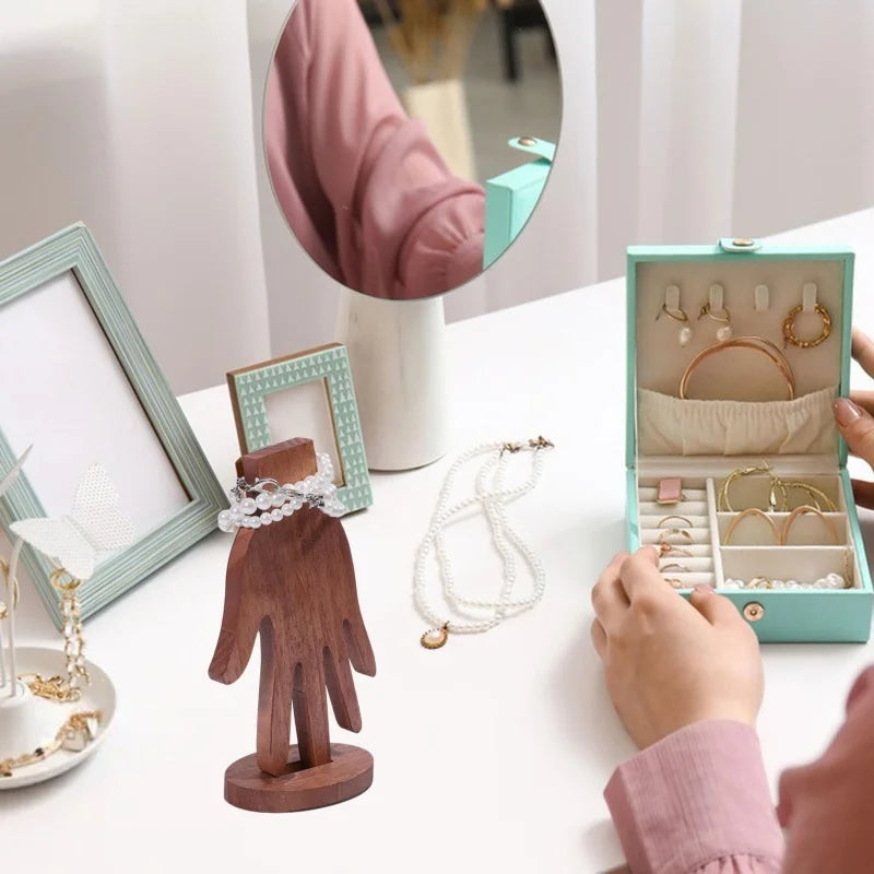 Hand Shape Rings Display Stand Wood Hand Jewelry Holder Jewelry Rings Display for Vendors