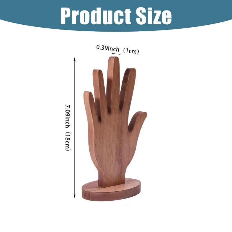 Hand Shape Rings Display Stand Wood Hand Jewelry Holder Jewelry Rings Display for Vendors
