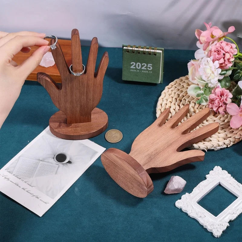 Hand Shape Rings Display Stand Wood Hand Jewelry Holder Jewelry Rings Display for Vendors