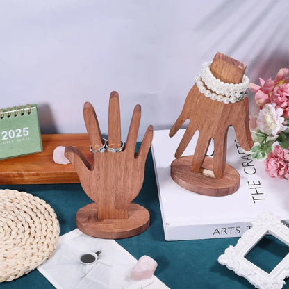 Hand Shape Rings Display Stand Wood Hand Jewelry Holder Jewelry Rings Display for Vendors
