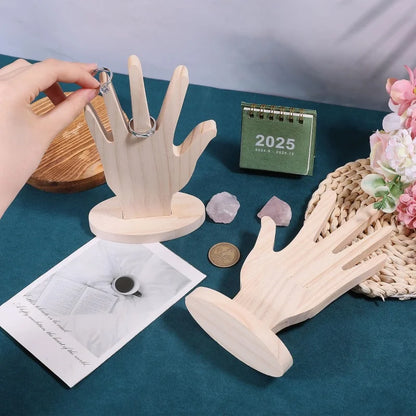 Hand Shape Rings Display Stand Wood Hand Jewelry Holder Jewelry Rings Display for Vendors