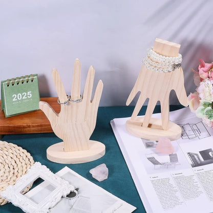 Hand Shape Rings Display Stand Wood Hand Jewelry Holder Jewelry Rings Display for Vendors
