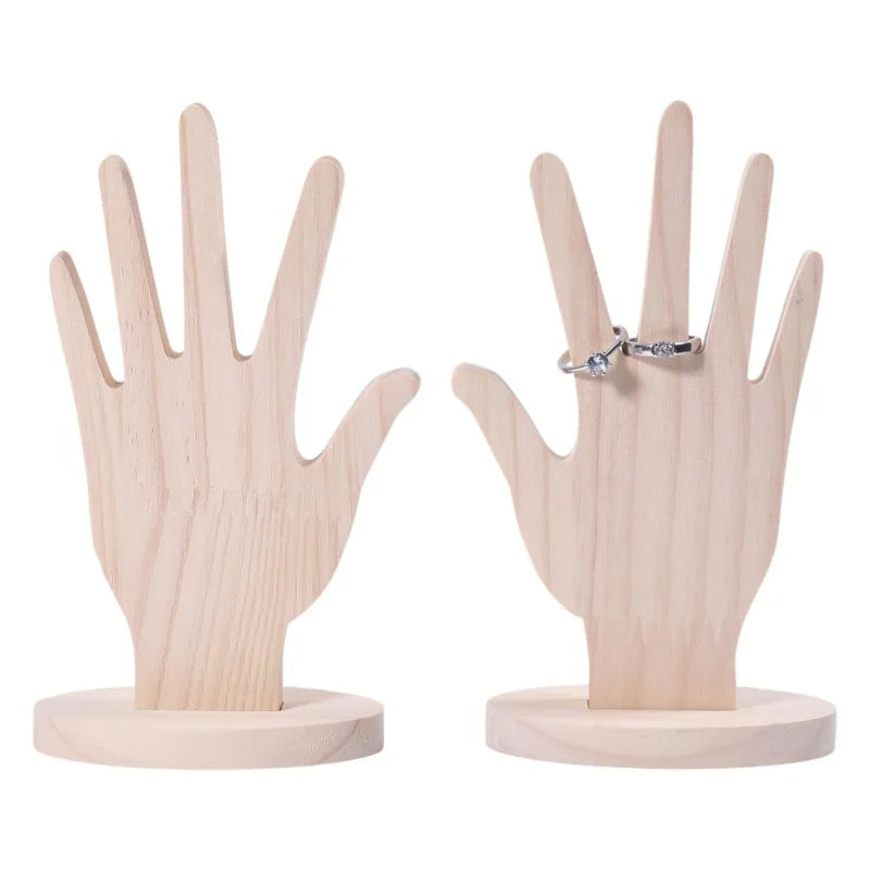 Hand Shape Rings Display Stand Wood Hand Jewelry Holder Jewelry Rings Display for Vendors