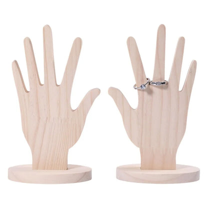 Hand Shape Rings Display Stand Wood Hand Jewelry Holder Jewelry Rings Display for Vendors